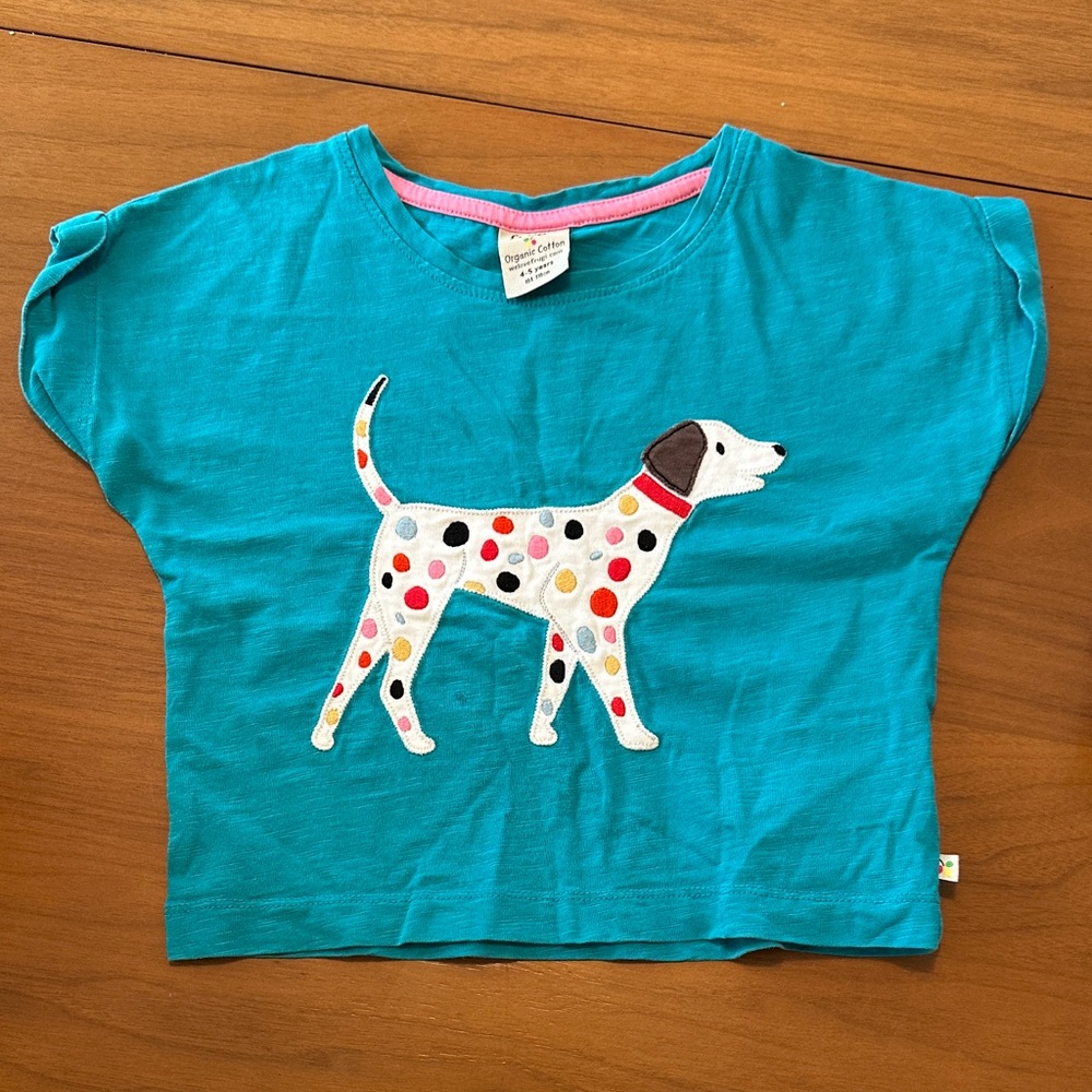Mini Boden Turquoise Tee with Dalmatian Print